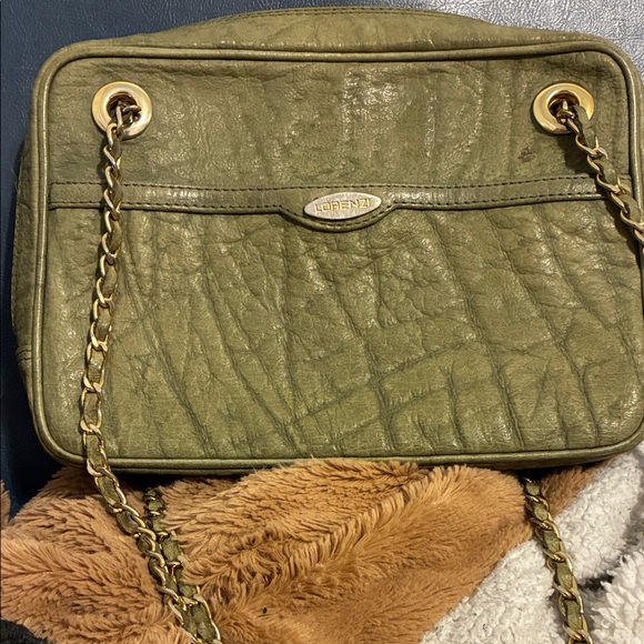 Lorenzi Milano Sage Green Shoulder Bag with Chain Strap